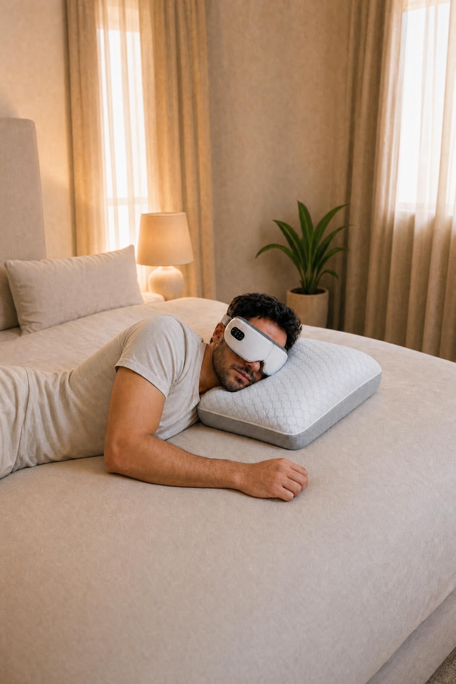 Man sleeping on Evorah Cloud wearing Evorah Rest